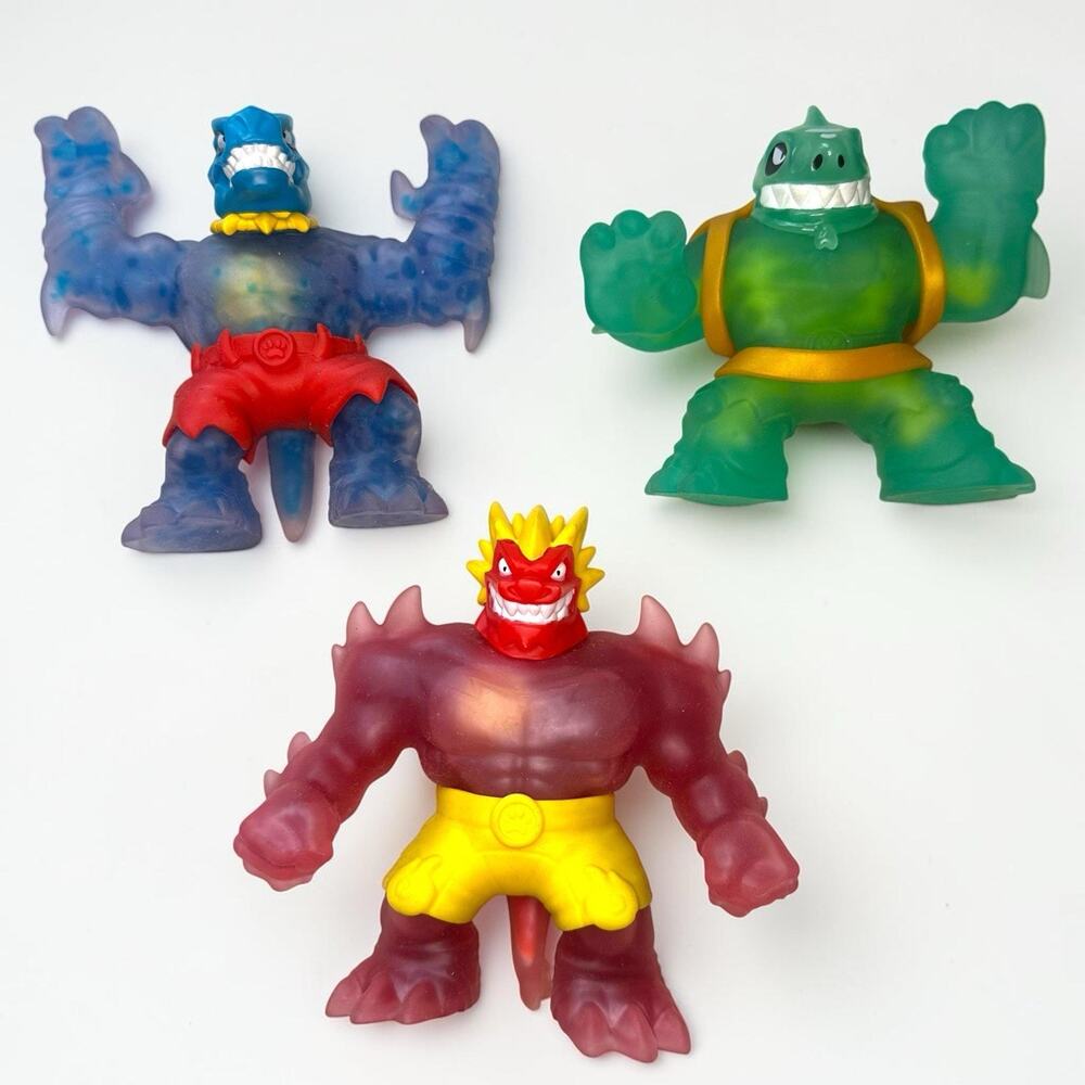 Goo Jit Zu Figures Lot of 3 Stretchy Squishy Sensory Toys Bundle Dino Shark